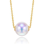 Road pass 18 K gold Akoya natural seawater pearl pendant necklace, clavicle containing 18K gold chain factory direct sales Pi-Mart