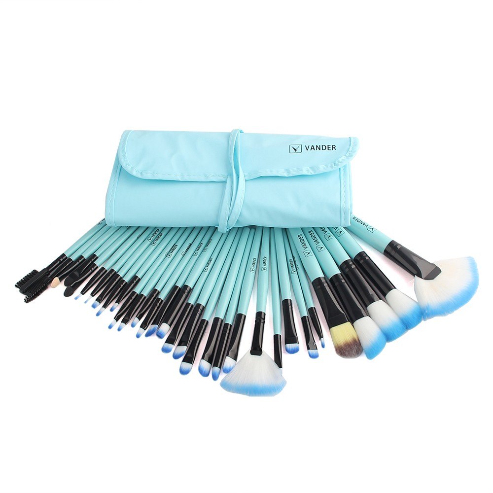 Professional 32Pcs Makeup Brush Foundation Eye Shadows Powder Blue Make Up Brushes Tools Cosmetic Bag pincel maquiagem Brushes Pi-Mart