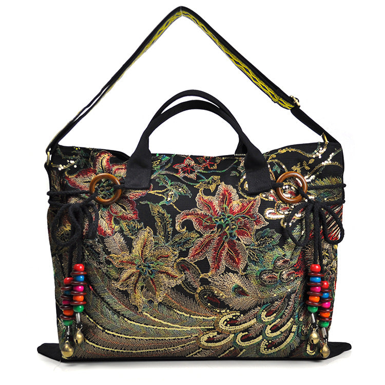Canvas embroidered handbag Pi-Mart