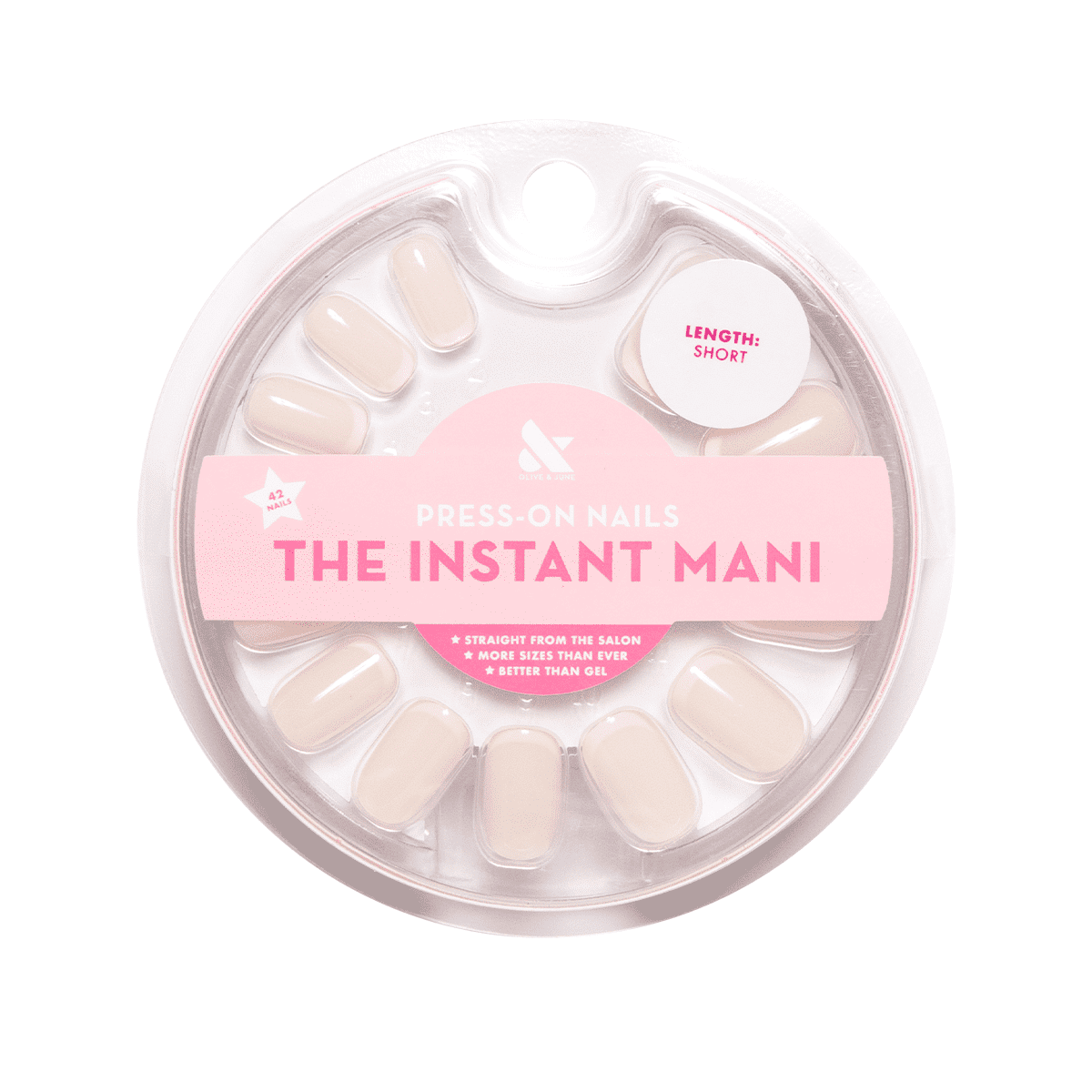Olive & June Press-on Artificial Nails, Squoval Short, Classic French, Pink, 42 Ct EasyOptionXY LLC
