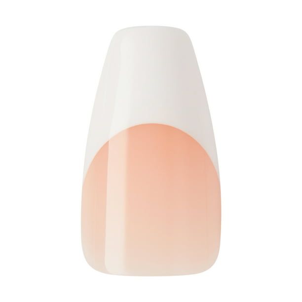 KISS Salon Acrylic Medium Coffin French Nails, White Tips, 28 Count EasyOptionXY LLC