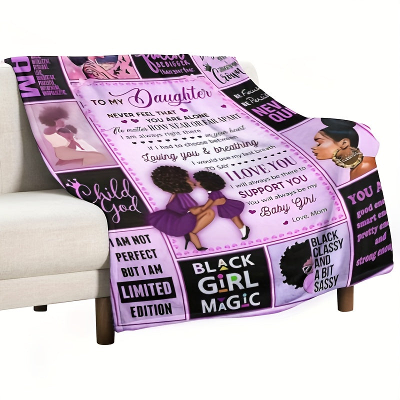 1pc To My Daughter Letter Blanket I Will Always Be There To Support You Love Mom, Women's Blanket Birthday Gift Winter Warm Blanket For Daughter Lootquake LLC