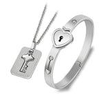 Stainless Steel Love Heart Lock Bangle Bracelet Pi-Mart