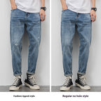Light-colored Jeans Men's Loose Straight Ripped Leisure Tapered Stretch Lootquake LLC