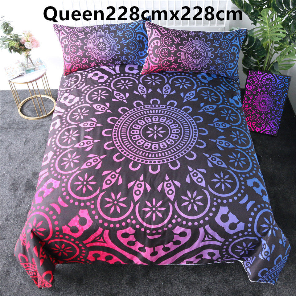 Purple crochet quilt cover three-piece bedding set Pi-Mart