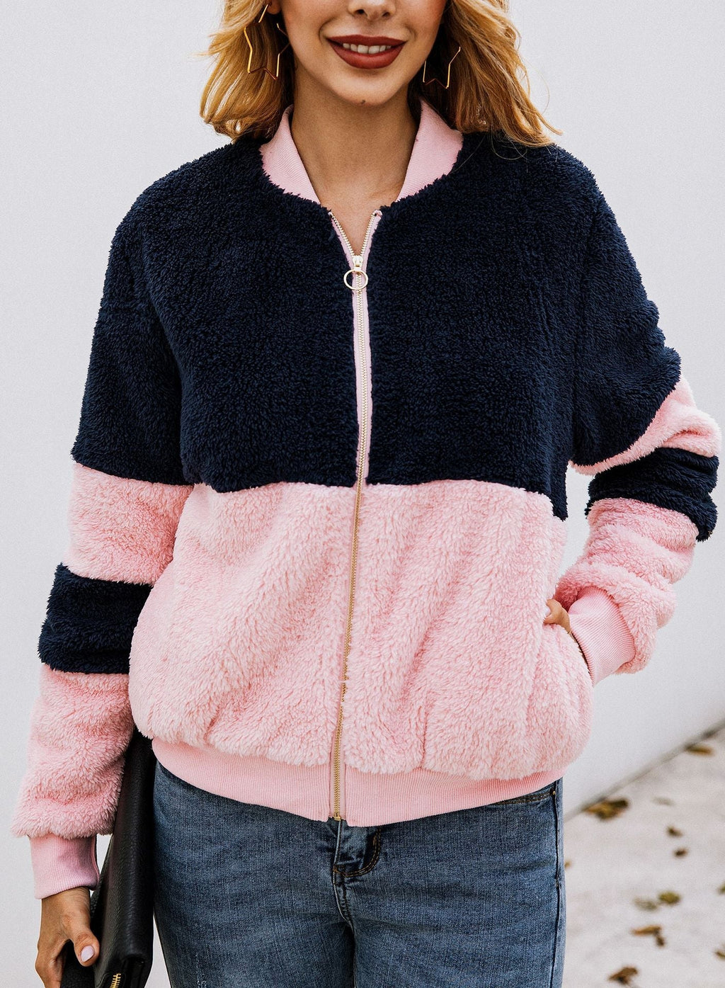 Spliced pocket fur hoodie Pi-Mart