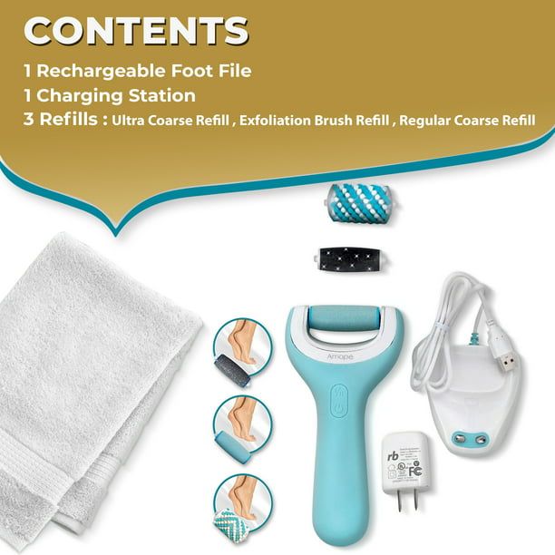 Amope Pedi Perfect Pro Rechargeable Foot File, Dual- Speed with Diamond Crystals, 1 Count EasyOptionXY LLC