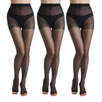 3 Pairs Womens 20D Ultra Toeless Sheer Tights Open Toe Control Top Pantyhose - SJB-DIAMOND ELITES