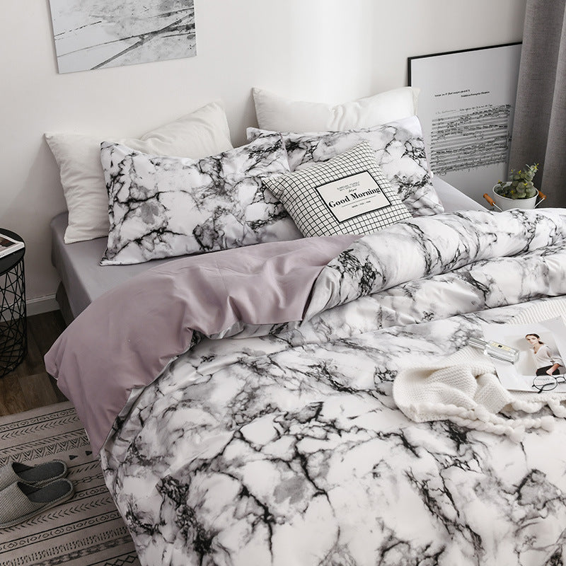 Marble patterned plain duvet cover sheets Pi-Mart