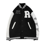 New Elegance Spring Autumn Coat Baseball Bomber Jacket Loose Letter R Men Women Couples Tops Plus Size Jackets Streetwear Stevvex