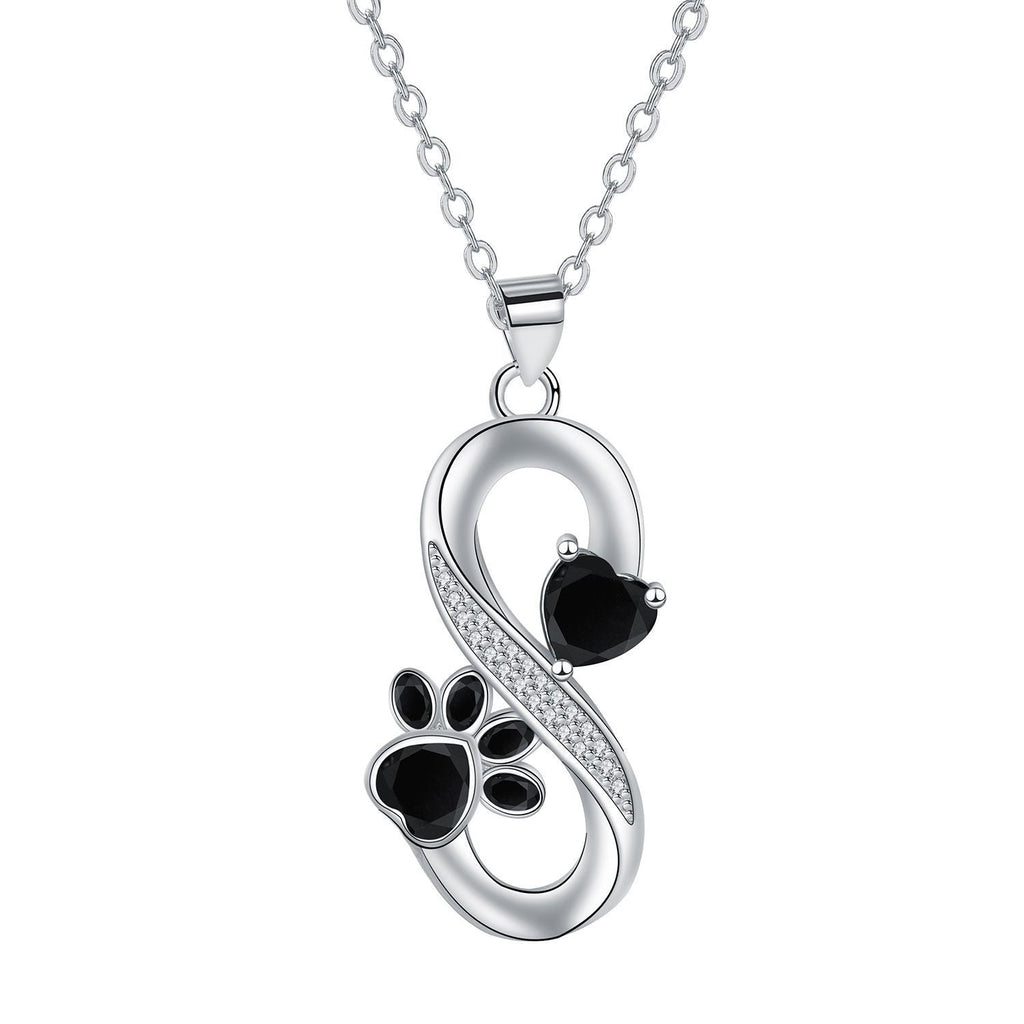 European And American Infinite Symbol Necklace Female With Hearts Paw Print Pendant Ornaments Pi-Mart