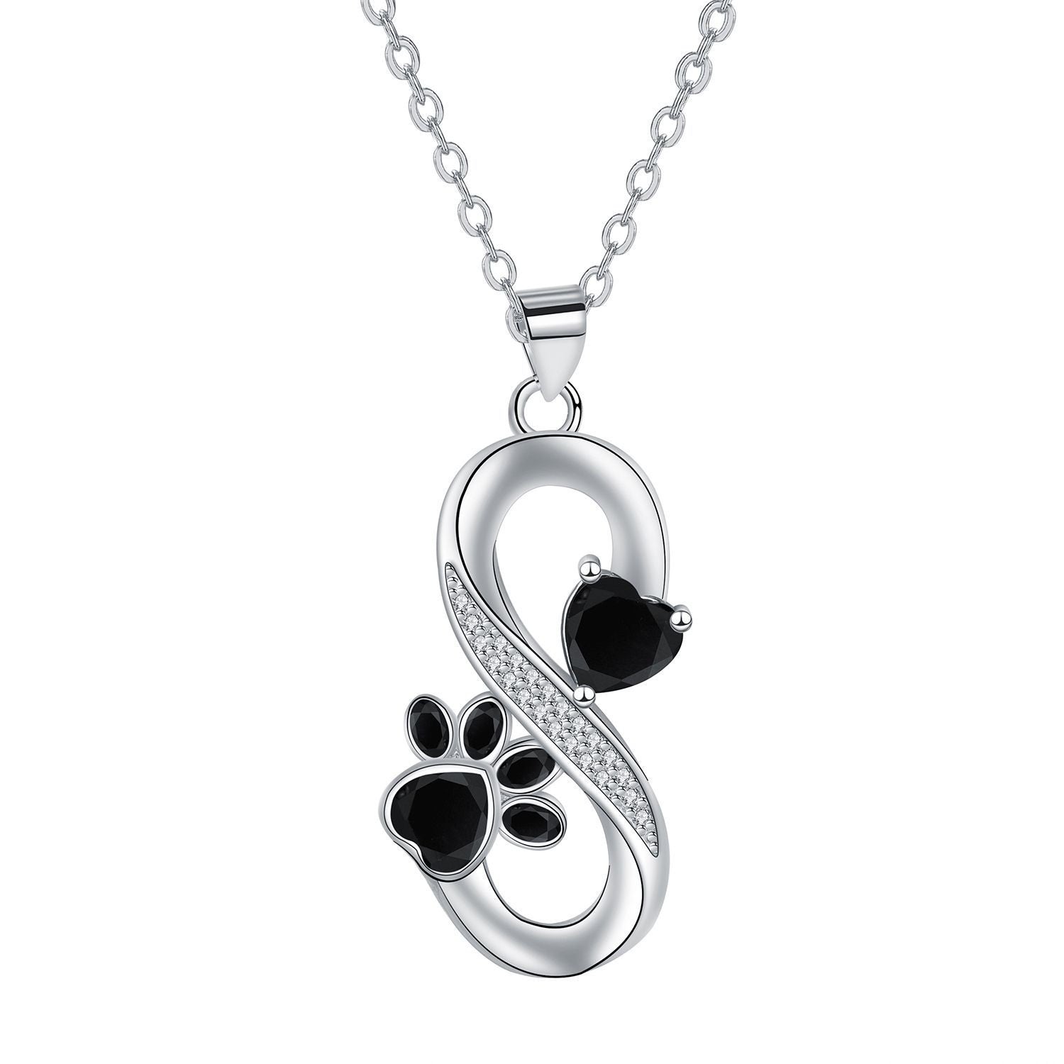 European And American Infinite Symbol Necklace Female With Hearts Paw Print Pendant Ornaments Pi-Mart