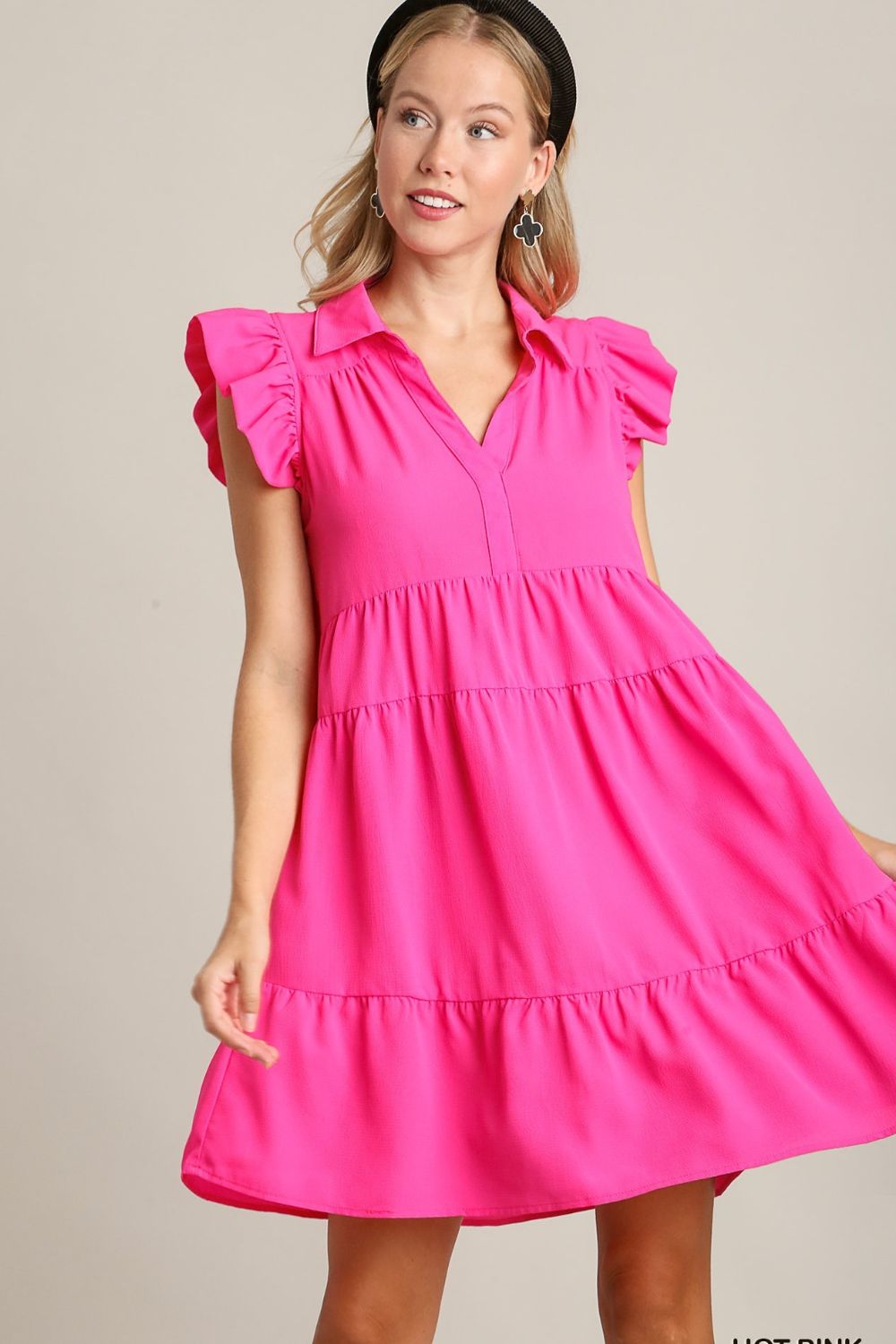Pink Full Size Ruffle Cap Sleeve Dress Plus Size Elegant & Timeless Classic Design Dress Stevvex