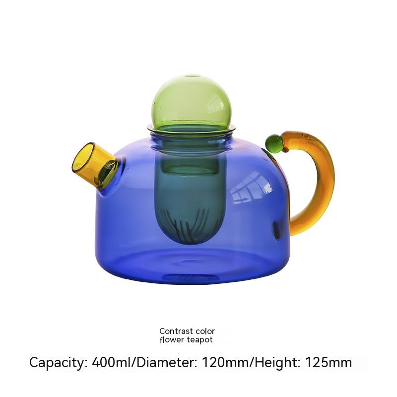 Creative Contrast Color High Temperature Resistant Glass Teapot Pi-Mart