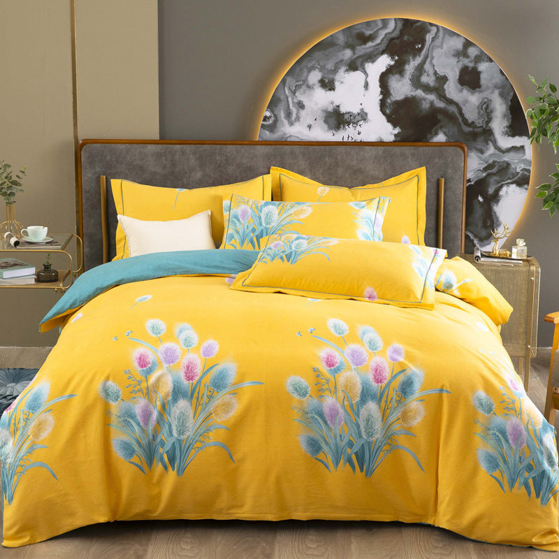 Cotton Winter Linen Quilt Cover Bedding Set Pi-Mart