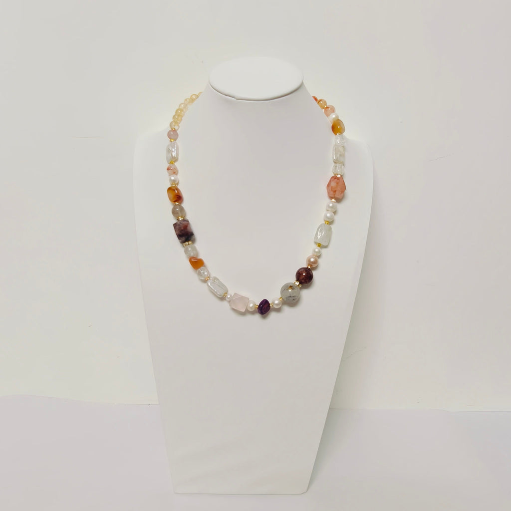 Handmade Premium Crystal Necklace |  Artisan Woven Jewelry with Alloy Accents  | Elegant Sparkling Statement Necklace for Women (MAC345)