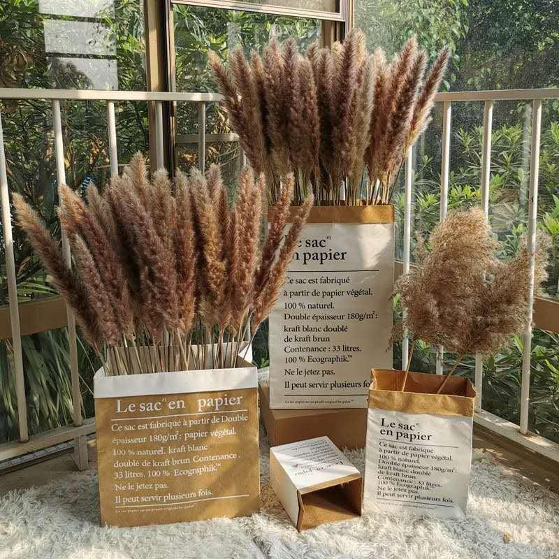 30Pcs Dried Bulrush Flowers Bouquet Home Wedding Decoration Table Flores Preservadas Pampas Grass Natural Reed Decor for Room Stevvex