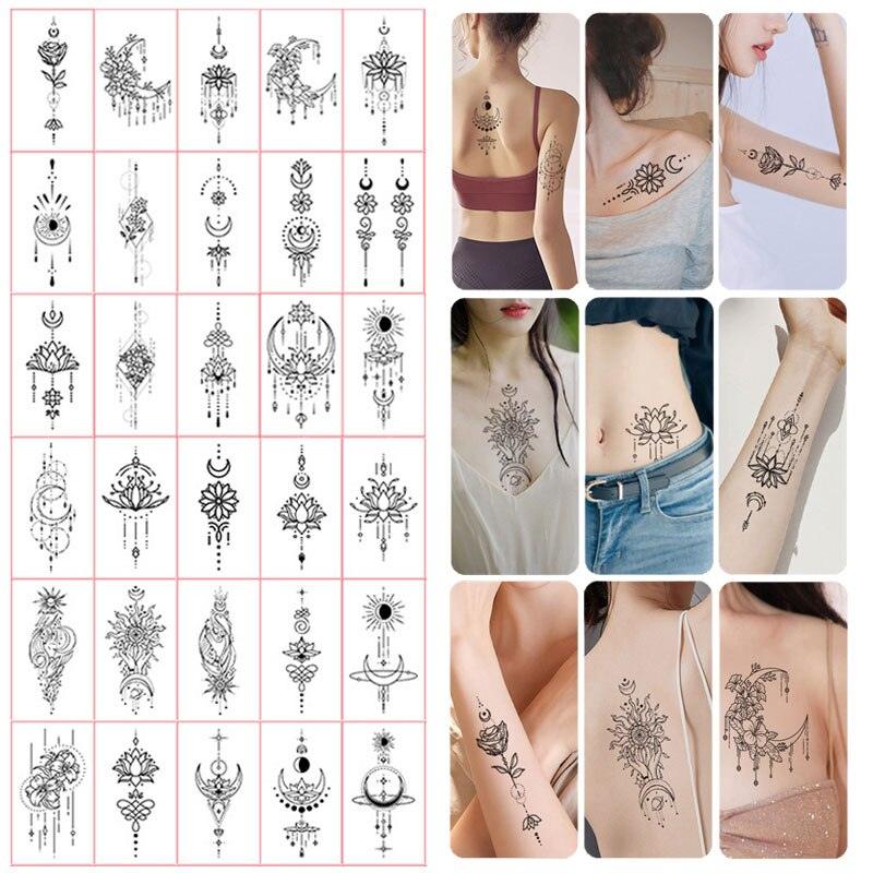 30pcs Temporales Sexy Fake Tattoo For Hands Arm Body Waterproof Luxury Different Small Colorful Stylish Womens Kids Tattoos Stevvex