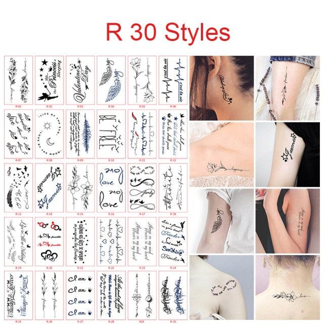 30pcs Temporales Sexy Fake Tattoo For Hands Arm Body Waterproof Luxury Different Small Colorful Stylish Womens Kids Tattoos Stevvex