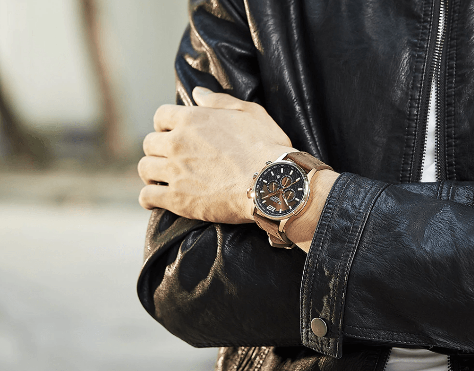 Mens Waterproof Sport Watch With Chronometers Day View And Cross-Matte Background Modern Man Watch Stevvex