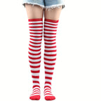 Vibrant Striped Knee High Socks - Women's Calf Socks for Music Festival, Cosplay Party, and Fashion Statement - Soft, Stretchy, and Comfortable Stockings & Hosiery for All-Day Wear Lootquake LLC