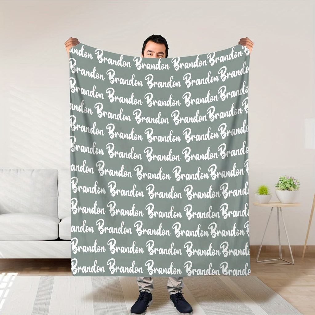 1pc Exclusive Personalized Soft Flannel Sofa Blanket - Customizable with Any Name, Perfect Gift for Friends and Family - Cozy TV Blanket for Chilly Nights