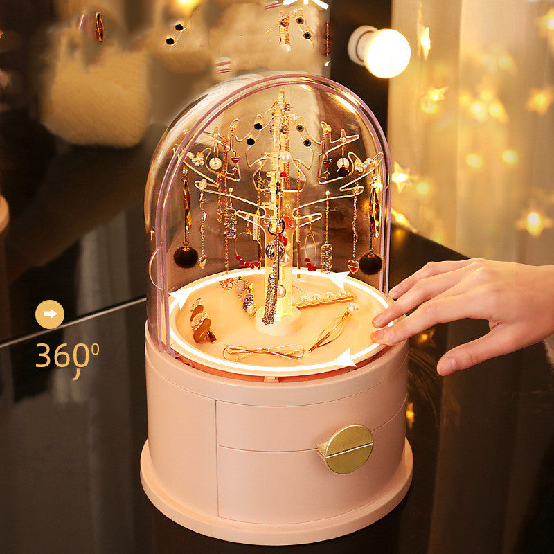 Dustproof rotating jewelry storage box