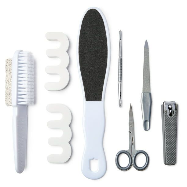 Equate 8-Piece Pedicure Foot Care Set with Zipper Pouch, Silver EasyOptionXY LLC