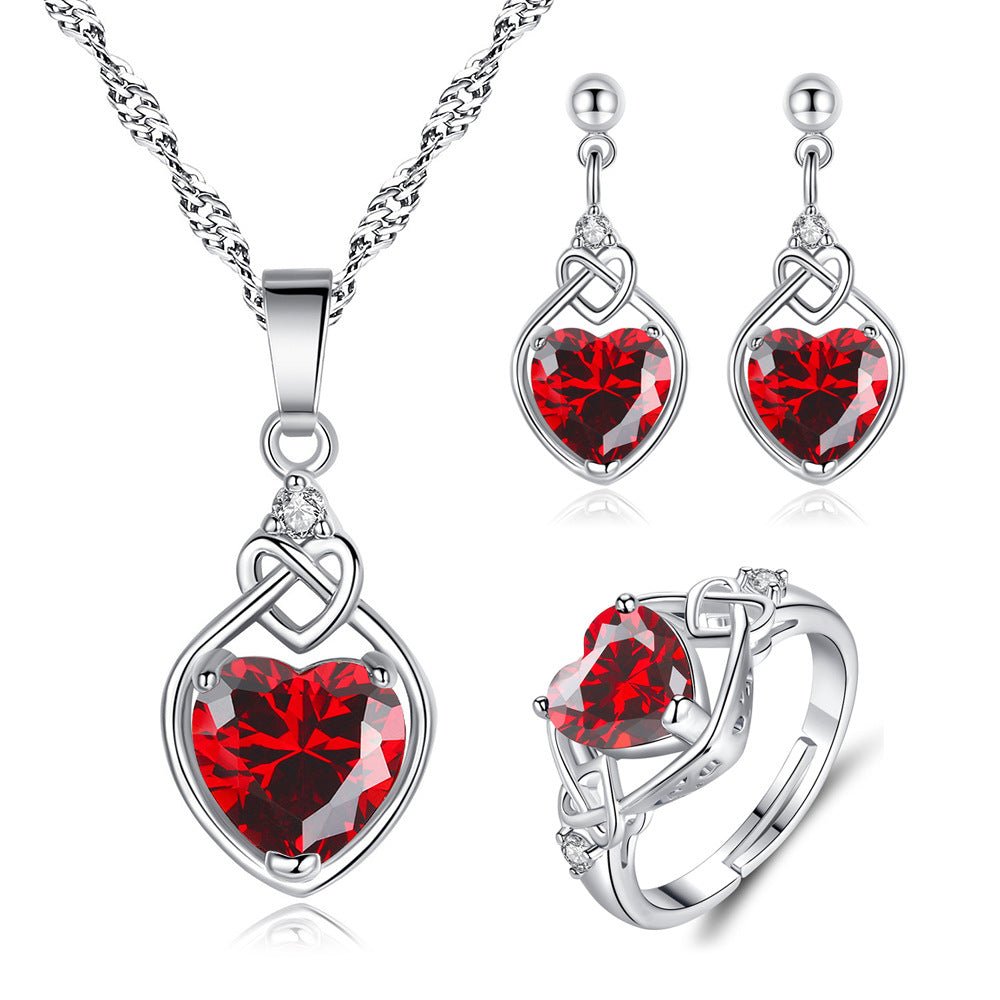 Heart-shaped Ruby Jewelry Suit Pi-Mart