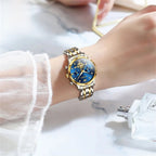Women's Gold Stainless Steel Multifunction Quartz Watch