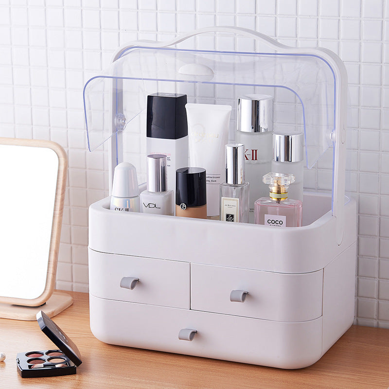 Double Door Dust Cover Makeup Storage Box Cosmetic Organizer Pi-Mart