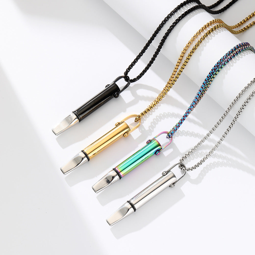 Breathing Resistance Whistle Necklace Round Tube Built-in Cotton Core Pi-Mart