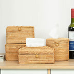 Rattan Handmade Tissue Box Drawer Box Living Room Bedroom Storage Box Pi-Mart