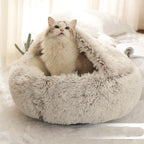 2 In 1 Dog And Cat Bed Pet Winter Bed Round Plush Warm Bed House Soft Long Plush Pets Bed Pi-Mart