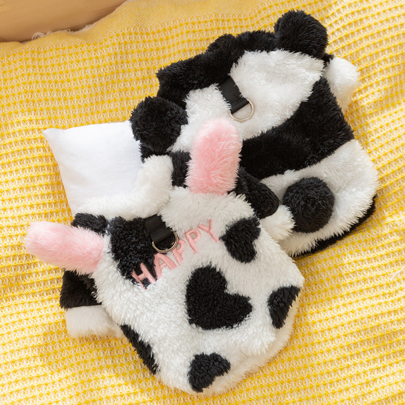 Winter Dog Cute Cow Feet Fluffy Jacket Pi-Mart