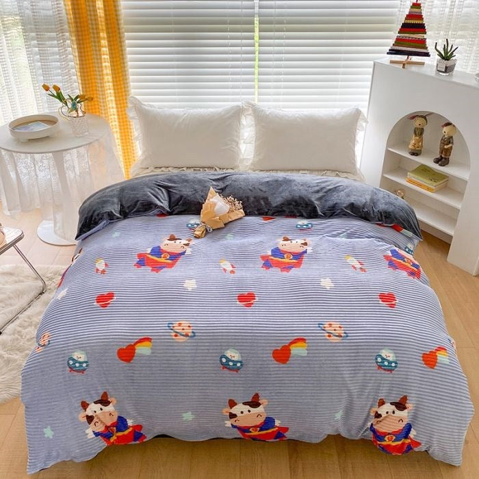 Double-sided Warm Coral Fleece Duvet Cover Pi-Mart