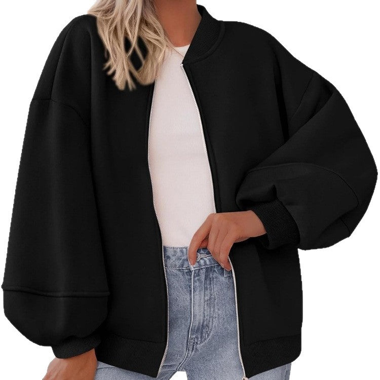 Zip Sweatshirt Jacket Casual Long Sleeve Pilot Coat Pi-Mart