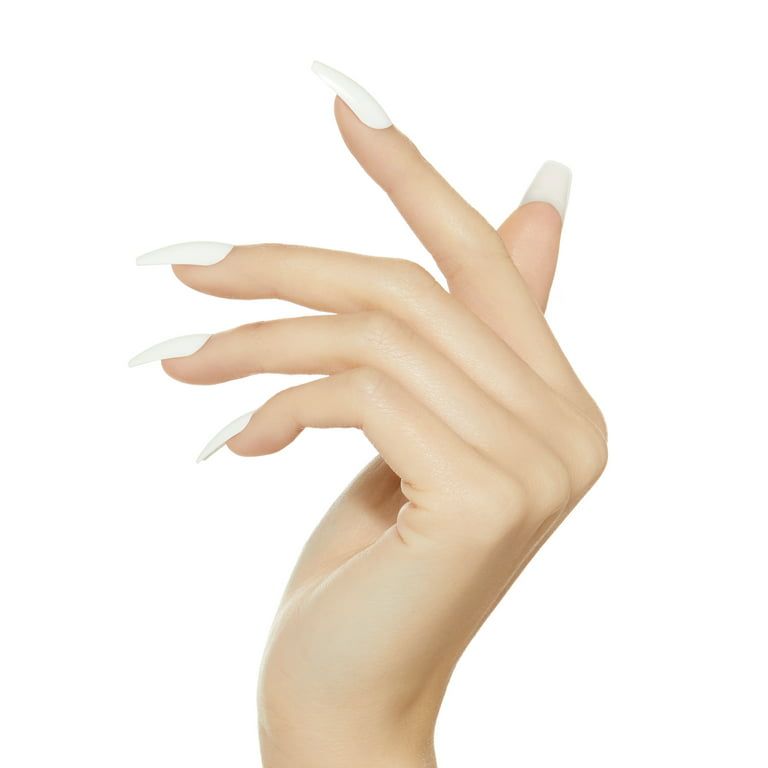 KISS Gel Fantasy Sculpted Long Coffin Glue-On Nails, Glossy Light White, 'True Color', 28 Ct. EasyOptionXY LLC