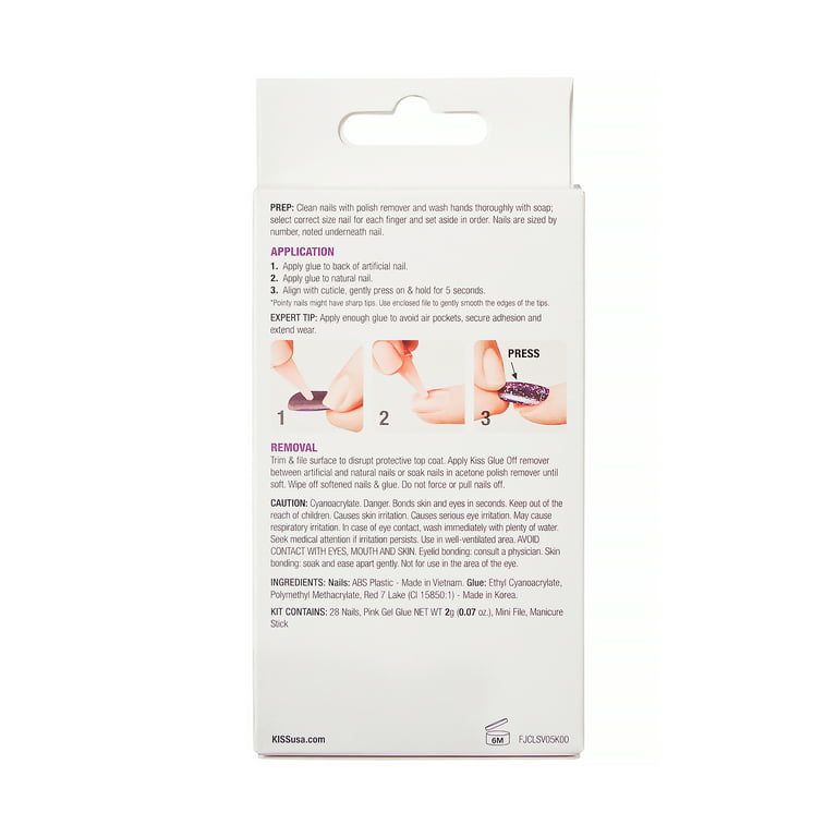 KISS Jelly Fantasy Medium Coffin Glue-On Nails, Glossy Medium Purple, 28 pieces EasyOptionXY LLC