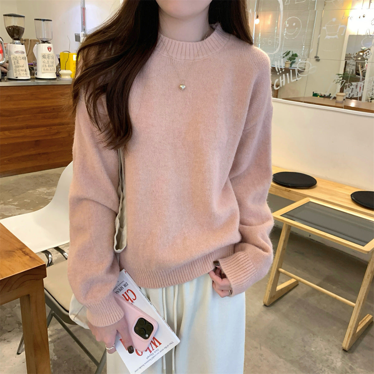 Korean Style Soft Glutinous Loose Candy Color Sweater Pi-Mart