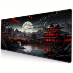 Japanese Style Full Moon River Landscape Desk Mat, Non-Slip Rubber Gaming Mouse Pad, Extended Keyboard Mat for Office and Home Decor, 35.4 x 15.7 Inches Lootquake LLC