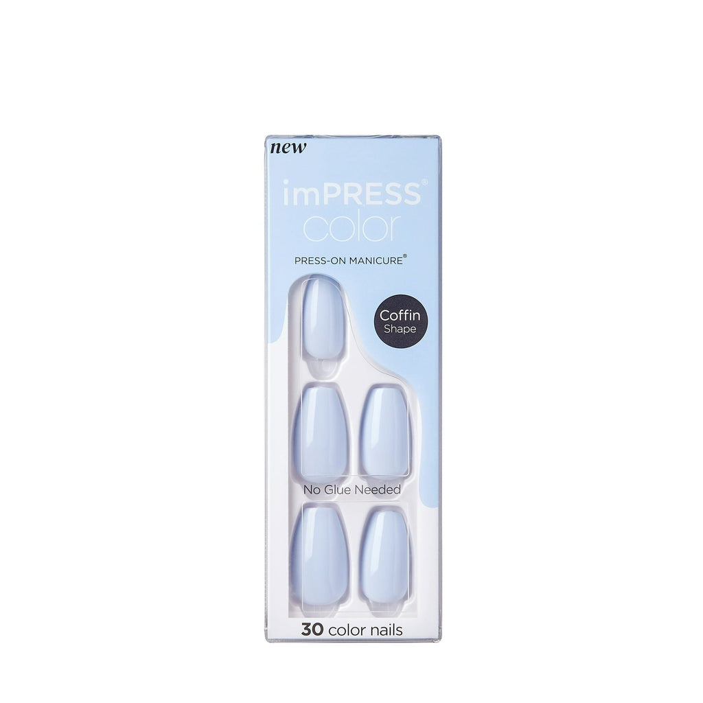 KISS imPRESS Color Medium Coffin Press-On Nails, Cloudless, 30 Count EasyOptionXY LLC