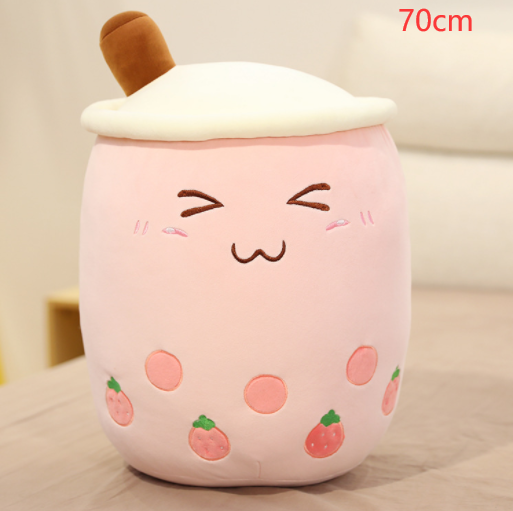 Cute Fruit Drink Plush Stuffed Soft Strawberry Milk Tea Plush Boba Tea Cup Toy Bubble Tea Pillow Cushion Kids Gift Pi-Mart