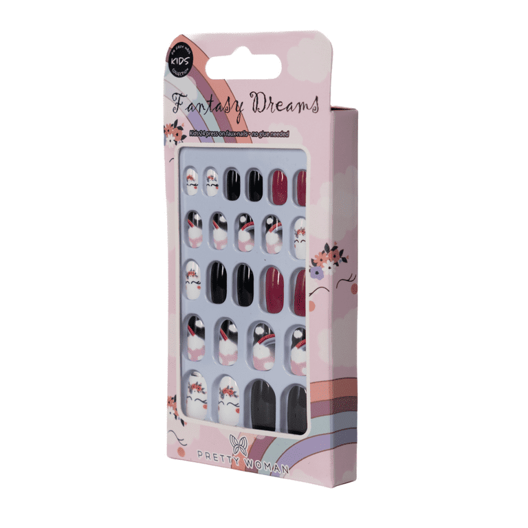 Pretty Woman Kids Manicure Press on Nail Kit, Stiletto, Fantasy Dreams, 24pcs EasyOptionXY LLC