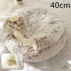 2 In 1 Dog And Cat Bed Pet Winter Bed Round Plush Warm Bed House Soft Long Plush Pets Bed Pi-Mart