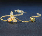 Cute Bee 925 Sterling Silver Bracelet Woman Love Gemstones Jewelry 14K Gold Plated Designer Jewelry - SJB-DIAMOND ELITES