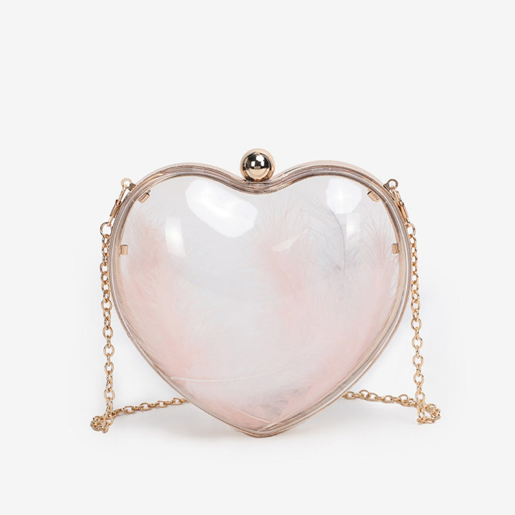 Transparent small bag heart shaped, women's summer acrylic chain shoulder bag, mini transparent crossbody bag - SJB-DIAMOND ELITES