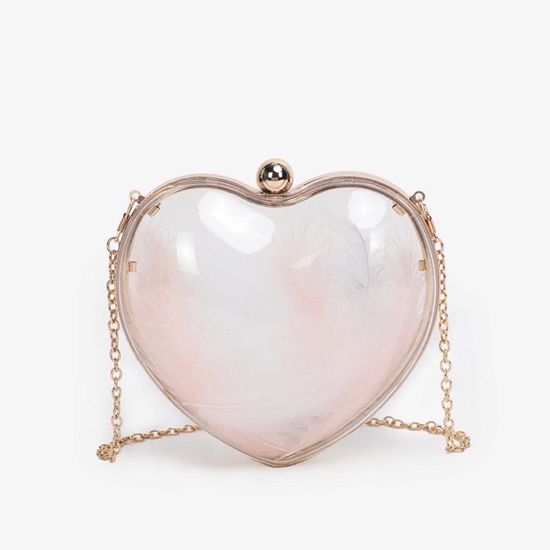 Transparent small bag heart shaped, women's summer acrylic chain shoulder bag, mini transparent crossbody bag - SJB-DIAMOND ELITES