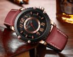 Men's Waterproof  Sport Watch With Leather  Belts  And Large Numbers Details Unique Design Perfect Gift Stevvex
