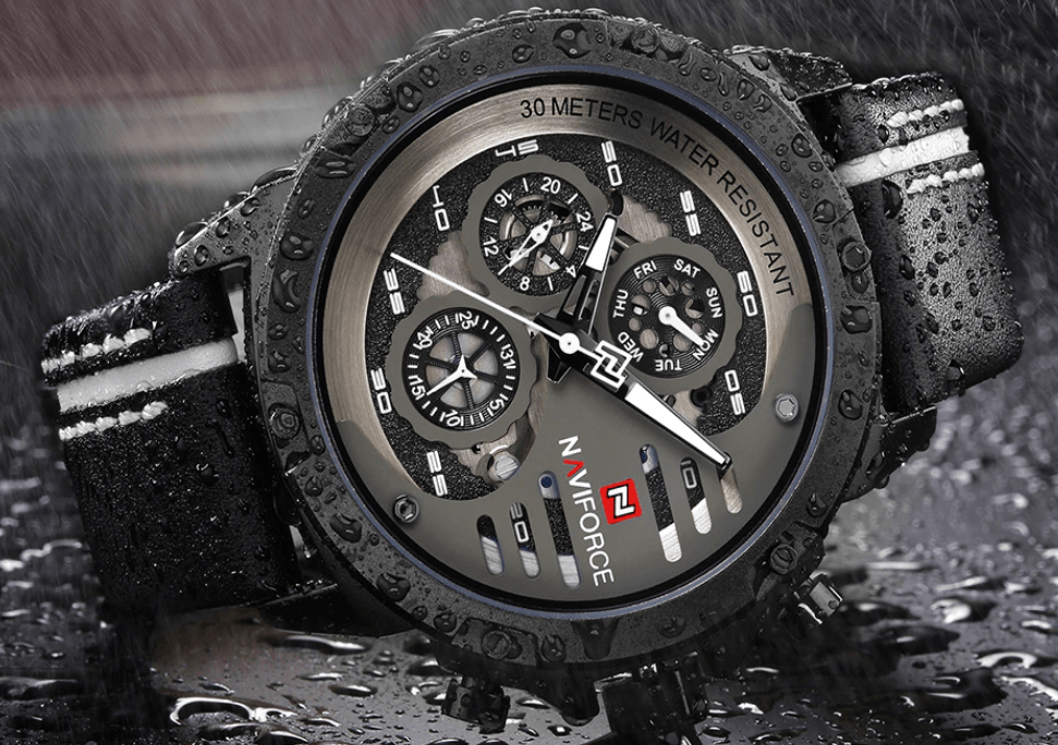 Men's  Sports Waterproof Watch With Chronometers And Leather Belt Multifunction Wristwatch Unique Design Perfect Gift - SJB-DIAMOND ELITES